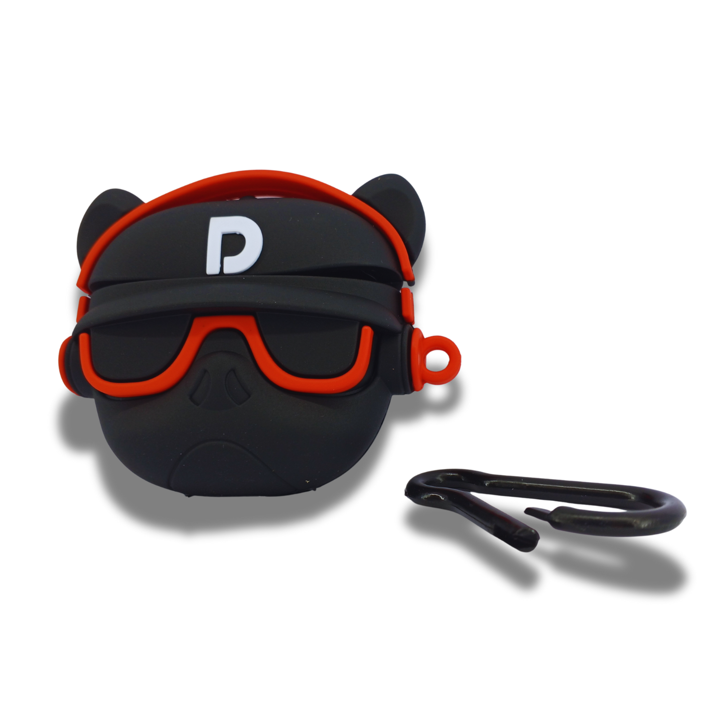 Mini DJ Dog Silicone AirPods Shockproof, Dust & Scratch Resistant Case with Carabiner Clip
