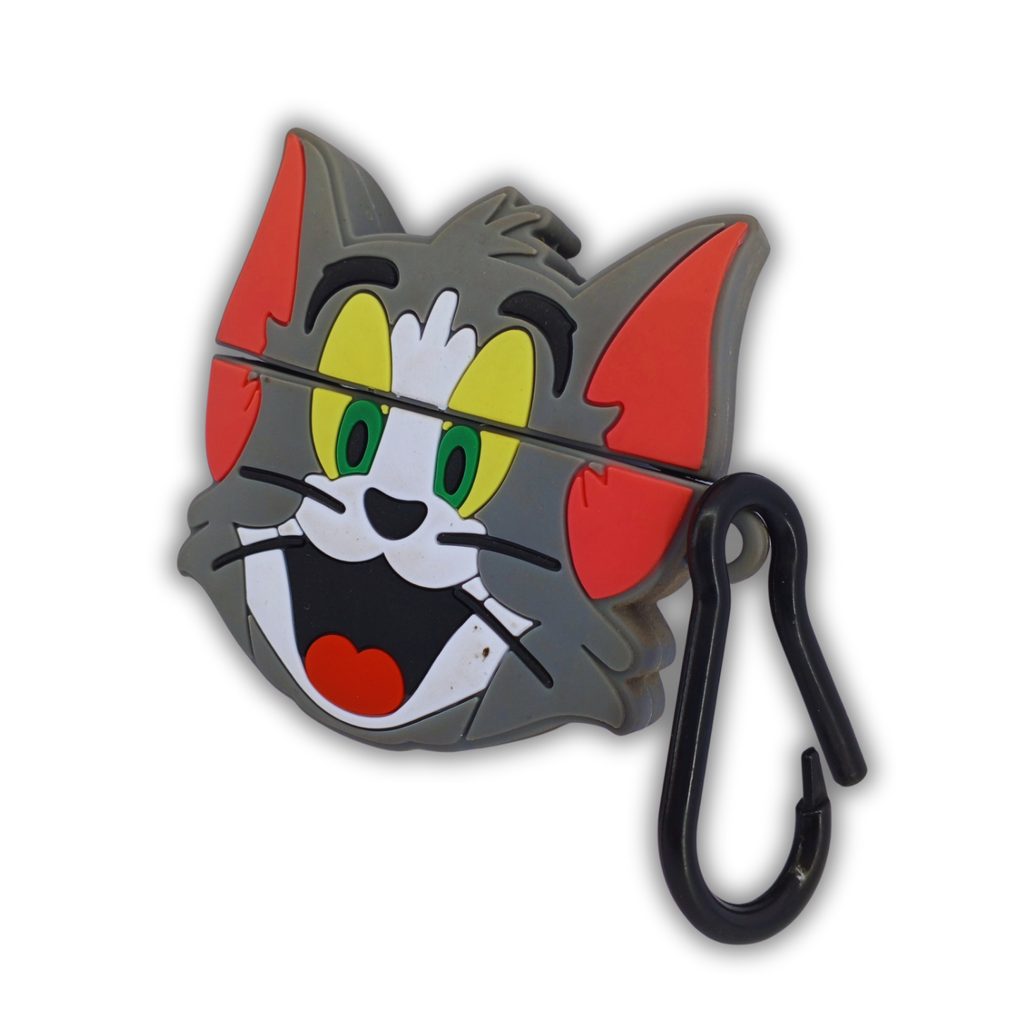 Tom Cartoon Silicone AirPods Shockproof, Dust & Scratch Resistant Case with Carabiner Hook