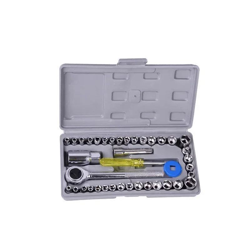 AIWA 40-piece Socket Wrench Tool Kit With Screwdrivers And Socket Set – Durable Hand Tool Set For Home, Auto Repair, And Mechanical Use – Compact Storage Case Included