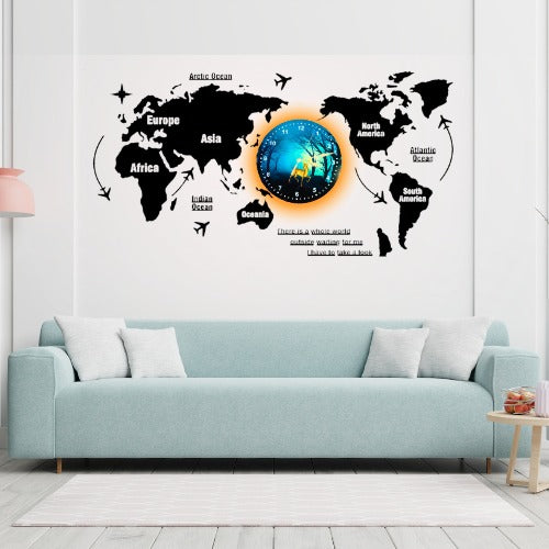 3d Wooden World Map With Esthetic Dial Wall Clock  | Best Quality Wall Clock For Home Decor