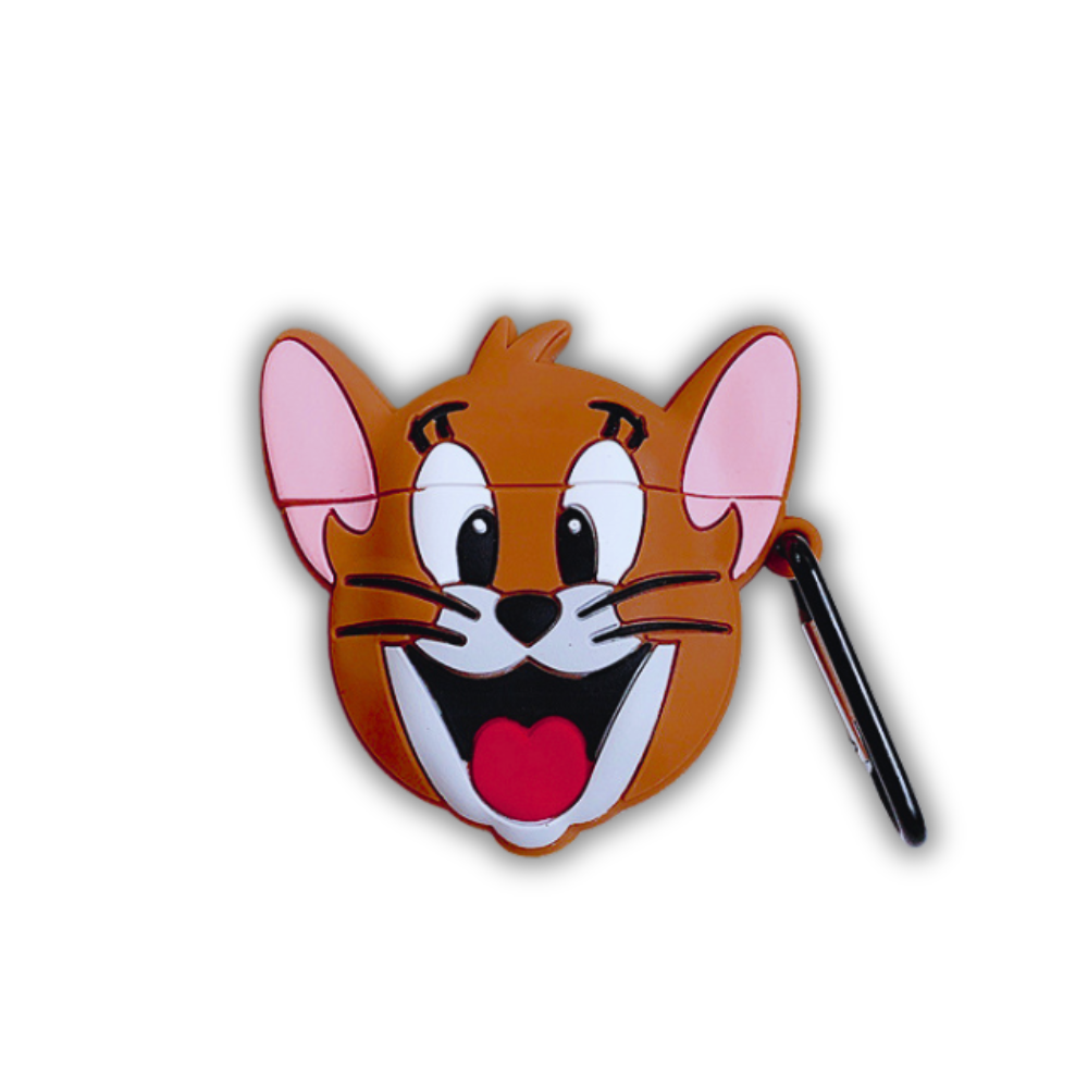 Jerry Cartoon Silicone AirPods Shockproof Case with Carabiner Hook