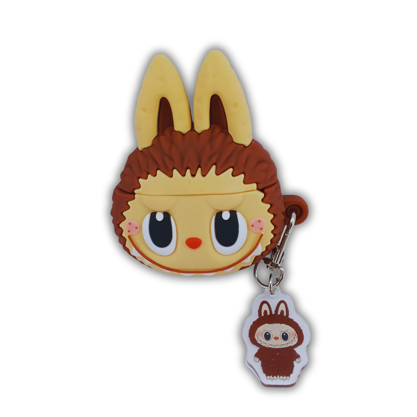 Labubu Doll Brown Silicone AirPods Shockproof, Dust & Scratch Resistant Case with Keychain