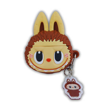 Labubu Doll Brown Silicone AirPods Shockproof, Dust & Scratch Resistant Case with Keychain