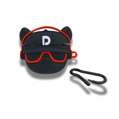 Mini DJ Dog Silicone AirPods Shockproof, Dust & Scratch Resistant Case with Carabiner Clip