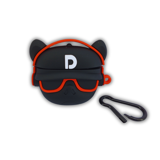 Mini DJ Dog Silicone AirPods Shockproof, Dust & Scratch Resistant Case with Carabiner Clip
