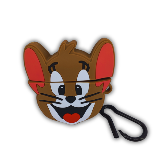 Jerry Cartoon Silicone AirPods Shockproof Case with Carabiner Hook
