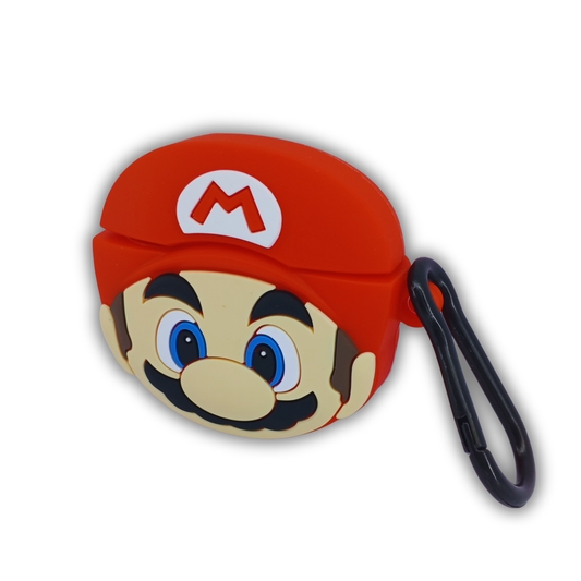 Mario Silicone AirPods Shockproof, Dust & Scratch Resistant Case with Carabiner Hook