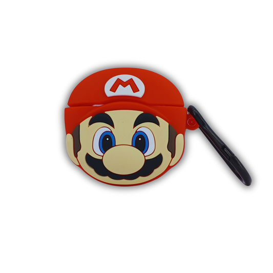 Mario Silicone AirPods Shockproof, Dust & Scratch Resistant Case with Carabiner Hook