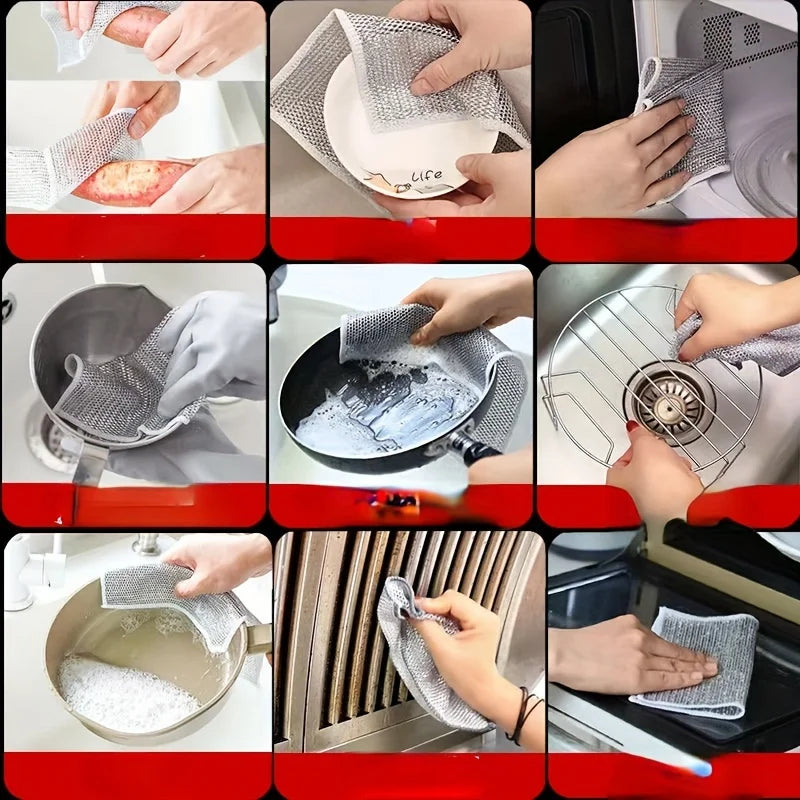 Dish Washing Cleaning Cloth | Wire Dish Washing Rugs For Kitchen Items Cleaning (10 Pcs)