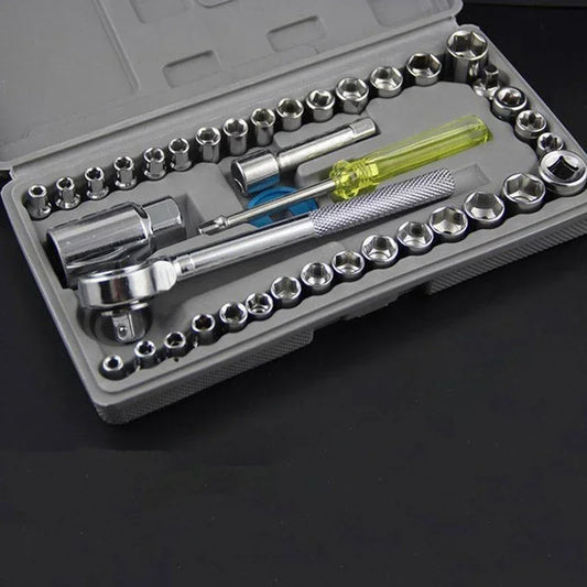 AIWA 40-piece Socket Wrench Tool Kit With Screwdrivers And Socket Set – Durable Hand Tool Set For Home, Auto Repair, And Mechanical Use – Compact Storage Case Included