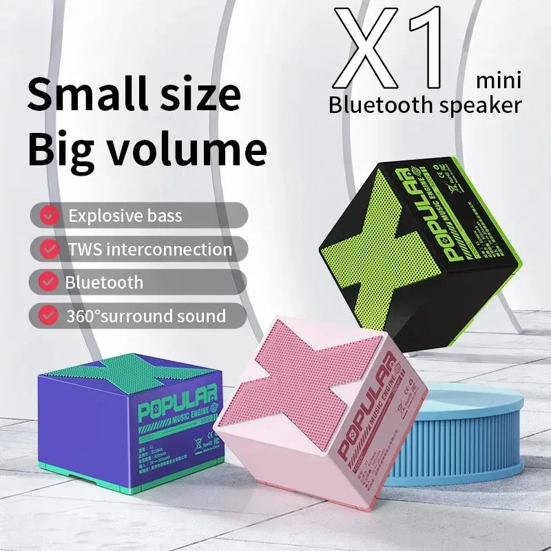 Compact X1 Portable Bluetooth Speaker – Mini Hifi Sound Box For Phone, Pc & Laptop (Random Color)