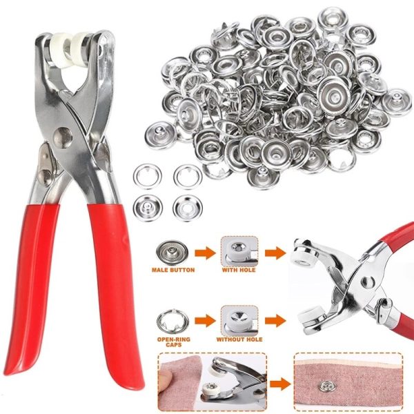 Metal – Button Press Tool For All Cloths | Tich Button Press Plier With 50 Buttons